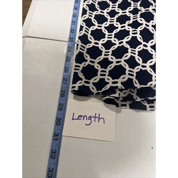 Crown & Ivy Women Blue White Geometric Blouse 3X Nautical Preppy Classic Capsule - Picture 8 of 10